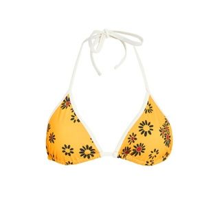 Solid + Striped Yellow Daisy String Bikini Top